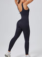 Threaded-knit Tummy-control Butt-lifting Form-fitting Breathable U-neck Bodysuit