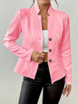 Women's Blazer Jacket Suit Coat Single-breasted Stand Collar Tops Slim Outerwear Temperament Office Jacket