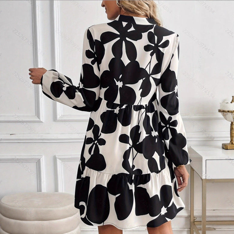 Fashion Retro Long Sleeve Loose Dress