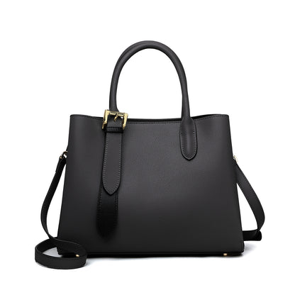 Niche Contrast Color One Shoulder Western Style Portable Female Genuine Leather Bag