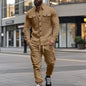 Hunting-style Lapel Jacket Loose And Warm Two-piece Set For Men