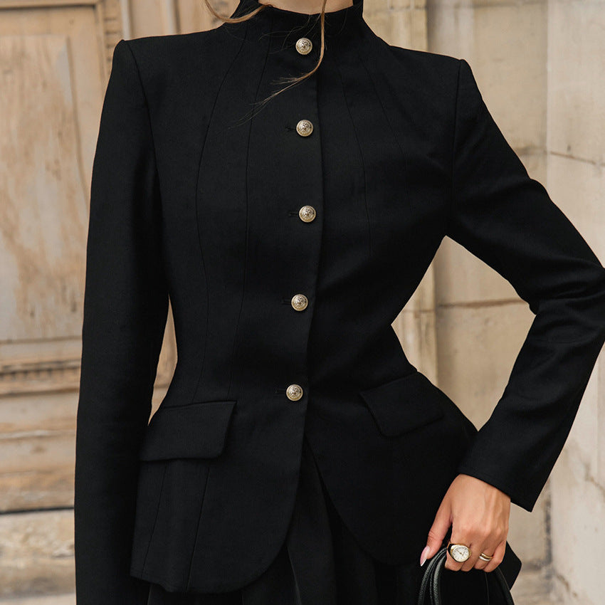 Preppy Style All-match Temperament Youthful-looking Stand Collar Suit