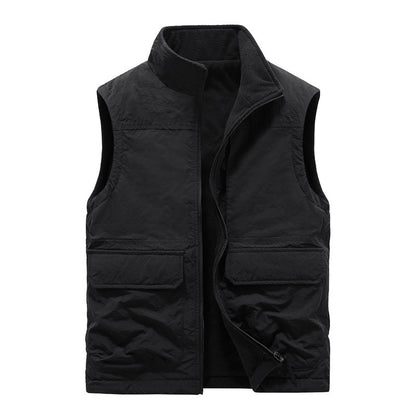 Men's Outdoor Double-sided Wear Velvet Vest Multi-pocket Leisure Cargo