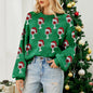 Brocade Cute Puff Sleeve Christmas Sweater