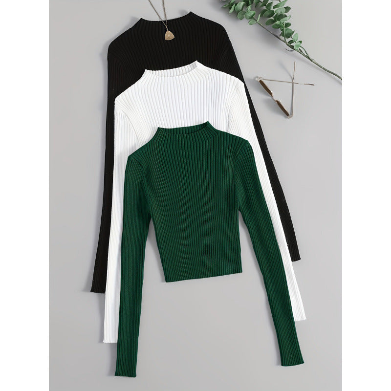 Layer 3pcs Set Stand Collar Ribbed Base Layer
