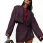 Lapel Long Sleeve Short Print Skirt Suit For Women