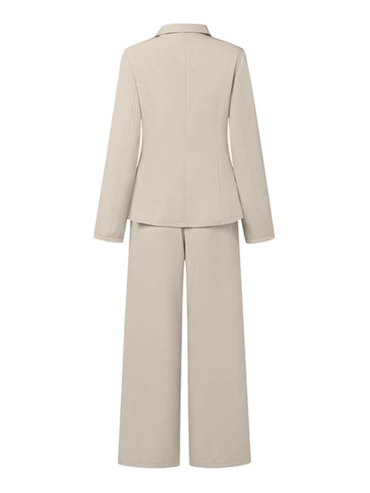 Solid Color Elegant Belted Suit For Women