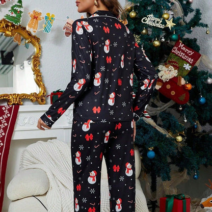 Female Christmas New Year Cartoon Two Piece Set