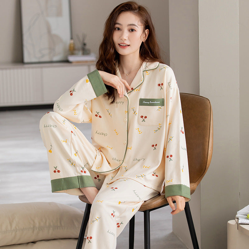 Women's Cotton Pajamas Can Be Worn Outside In Spring And Autumn
