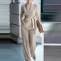 Solid Color Elegant Belted Suit For Women