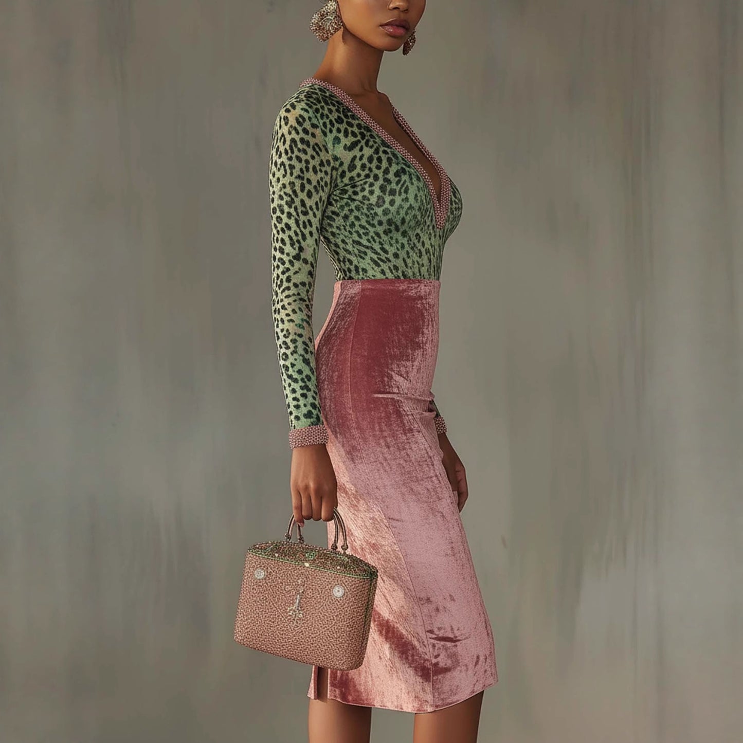 Shiny, Stretchy Velvet Bodycon High-waist Mermaid Skirt