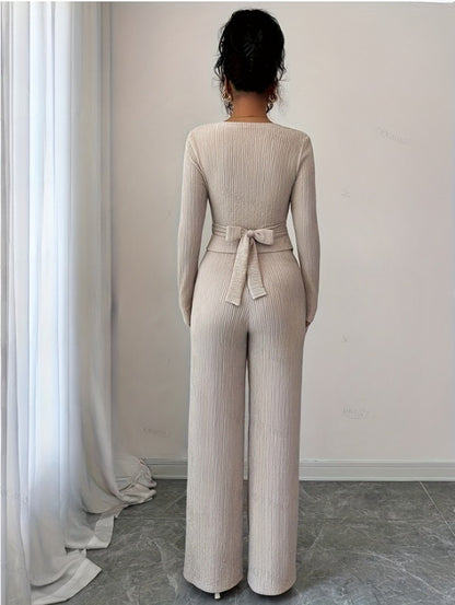 New Relaxed-fit Figure-flattering Knit Casual Two-piece Set With A Sexy Vibe