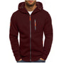 Men's Casual Zipper Hooded Sweater Solid Color Sports Fitness Jackets Cardigan