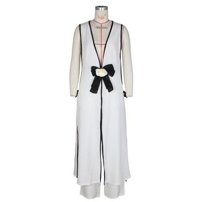 Camellia Bowknot Sleeveless Long Tank Dress And Wide Leg Pants Set