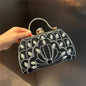 Alloy Rhinestone Carved Banquet Bag Women