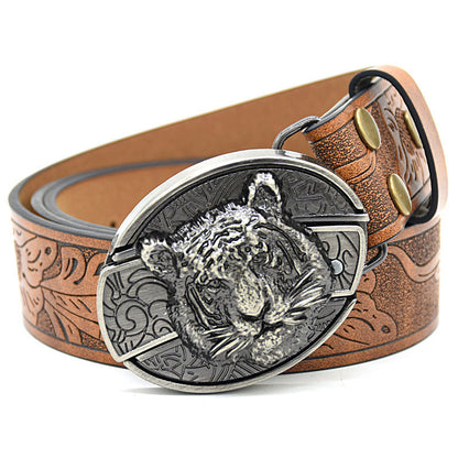 Personality Student Trendy Printing Engraving Smooth Buckle Knife Embossing Belt