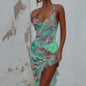 Womens Sexy Sassy Halterneck Sleeveless Printed Dress