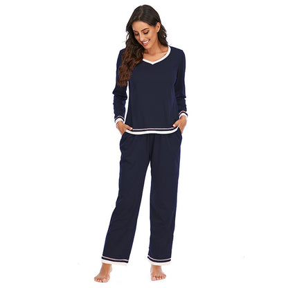 Women's Pajamas Long-sleeved Trousers Home Wear Two-piece Set