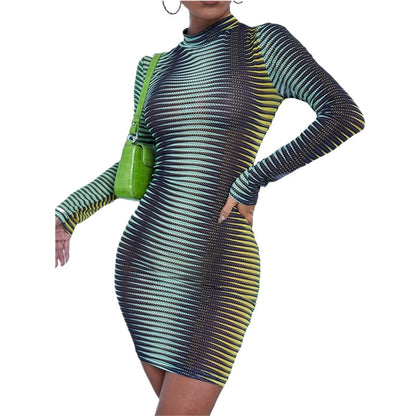 Women's Middle-collar Long Sleeve Fashion Dress