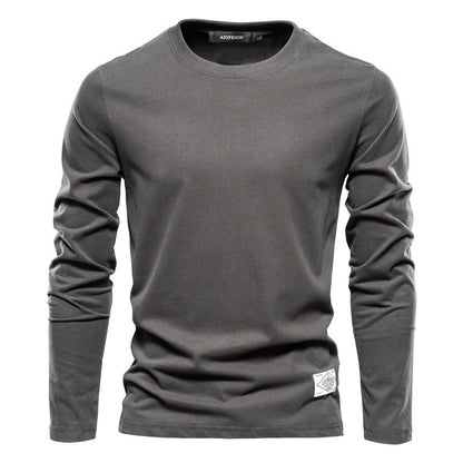 Men's Fashion Casual Exercise Outer Wear Round Neck Cotton Base Shirt