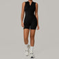 European And American One-piece Jumpsuit With Stand-up Collar, Zipper, And Sleeveless