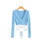 Women's Fashion Long Sleeve Knit Top With Thin Straps