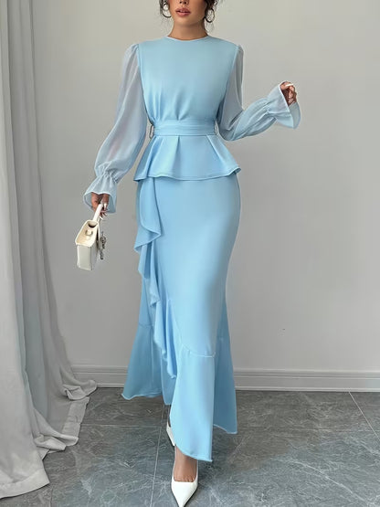 Fashionable Irregular Ruffle Hem Slip Dress