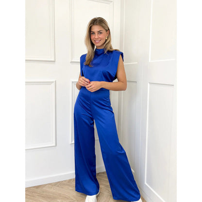 Backless Evening Dress Jumpsuit Solid Color Casual Straight Pants