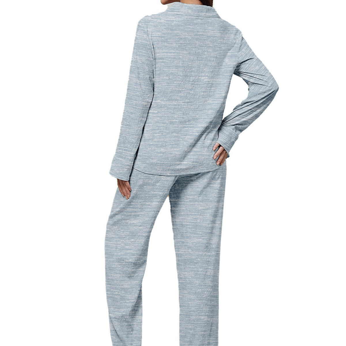 Comfortable Lapel Long Sleeve Trousers Women's Home Clothes