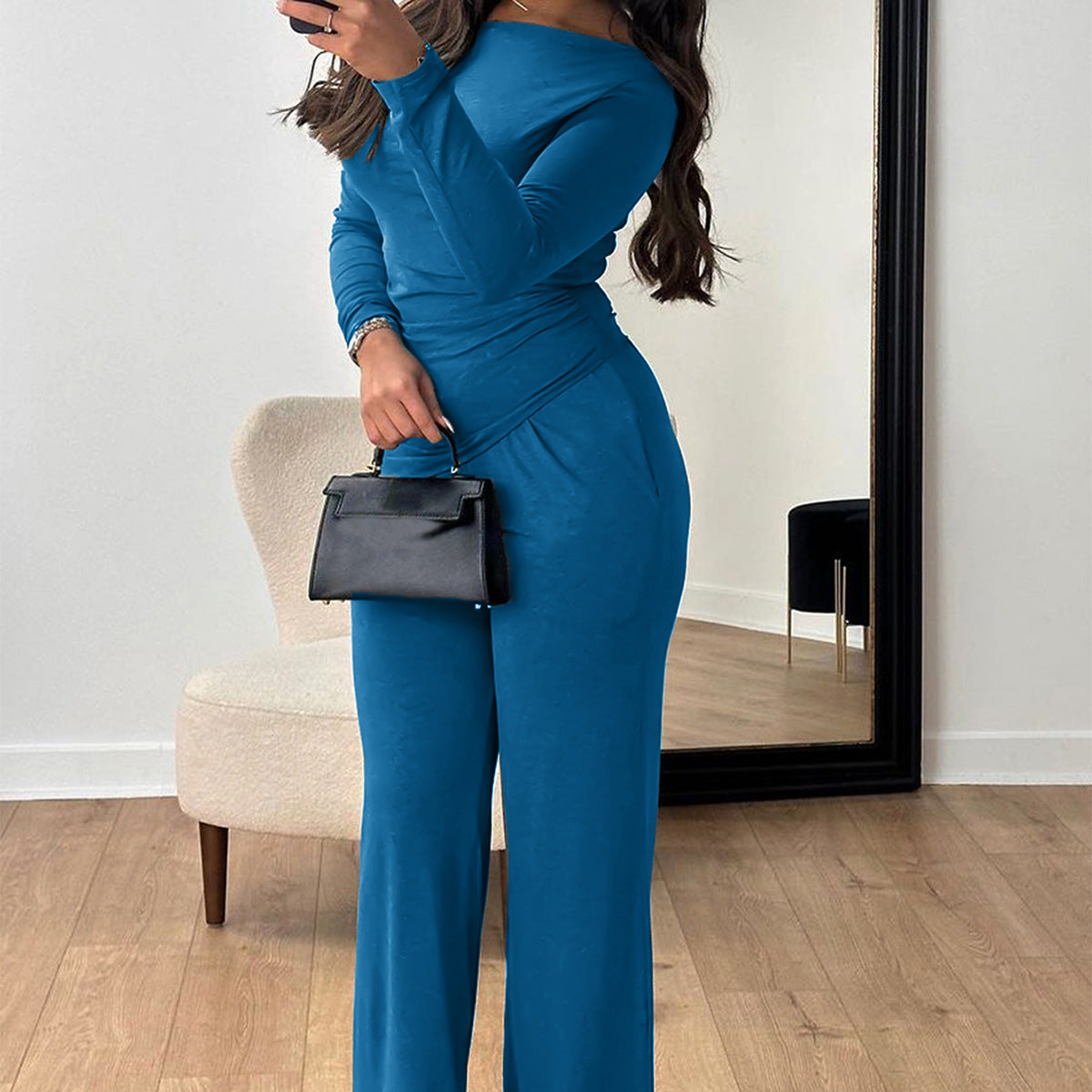 Women's Long-sleeved Top And Pants Set