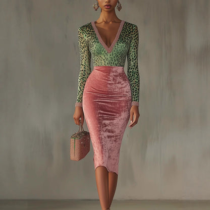 Shiny, Stretchy Velvet Bodycon High-waist Mermaid Skirt