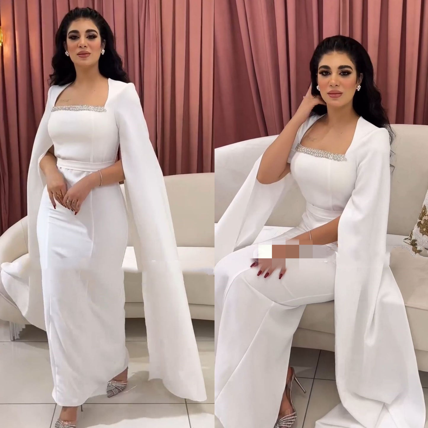 Female Muslim Fashion Embroidery Drawstring Dress