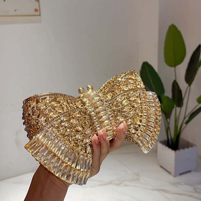 Fashion Metal Bow Clutch Crossbody Bag