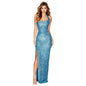 Sweet And Spicy Style Split Sequin Halter Dress