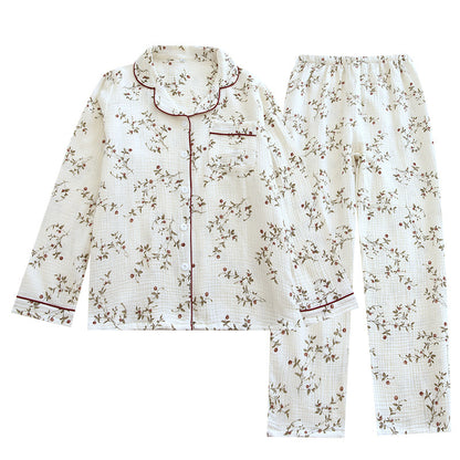 Women's Cotton Gauze Pajamas Spring And Autumn Long-sleeved Trousers
