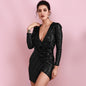 Women's Dress V-neck Long Sleeve Irregular Fashionable Sequins