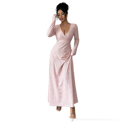 Deep V Long Sleeve Dress Women