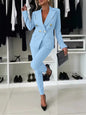 New All-matching Casual Suit Lapel Button-down Jacket And Slim-fit Trousers For Women's Office Business Set Clothing