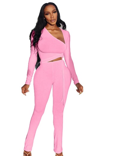 Women's Clothing Fashion Irregular Collar Drawstring Two-piece Suit