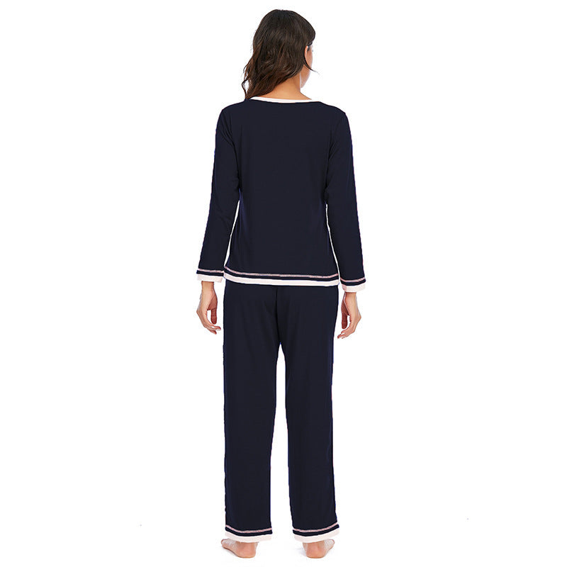 Women's Pajamas Long-sleeved Trousers Home Wear Two-piece Set
