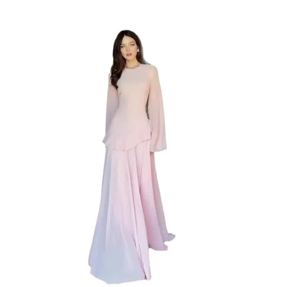 Elegant Temperament Long Sleeve Long Dress Luxurious Lightweight Dress Women