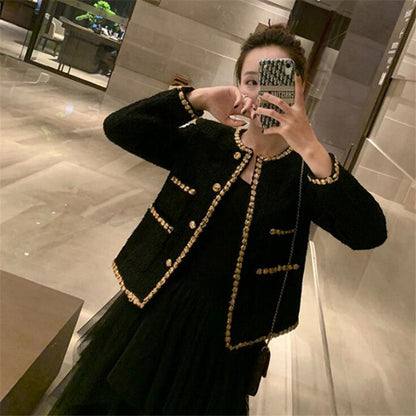 Versatile Black Women's Jacket For Spring And Autumn
