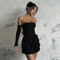 Long-sleeved Bustier Corn One-shoulder Slim Dress