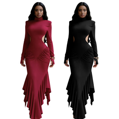 Backless Evening Gown In A Solid Color