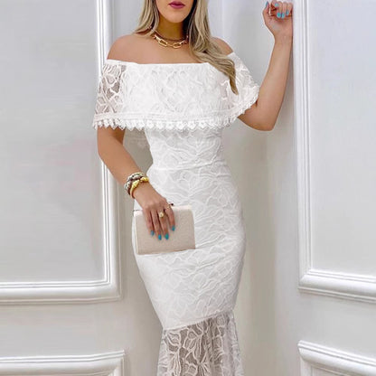 Off-the-shoulder Lace Bodycon Sexy Evening Gown For Banquets