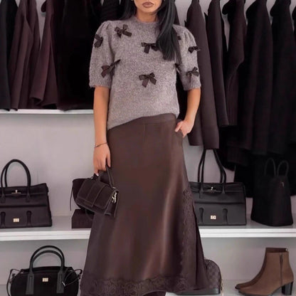 European And American Sweater Pocket Slit Ladies Skirt