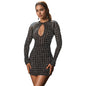 Fashion Women's Wear Sexy Backless Rhinestone Long Sleeve Dress