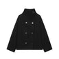 Women's High-neck Button-down Loose Knit Top