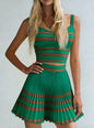 French Retro Style Floral Print Suspender Pleated Skirt Suit For Women