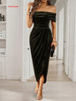 Solid Color Strapless Bodycon Long Dress Women's Dress